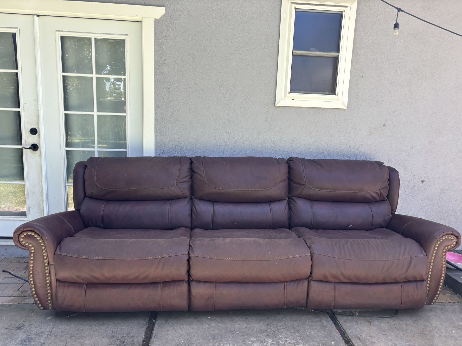 Reclining Couch Leather Brown