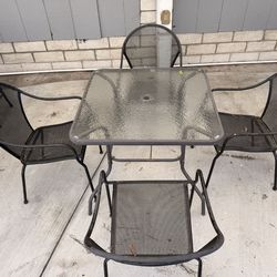 Square Table And 4 Metal Chairs