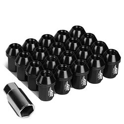 Aluminum Black M12 x 1.5 20Pcs L: 35mm Close-End Lug Nut w/Adapter