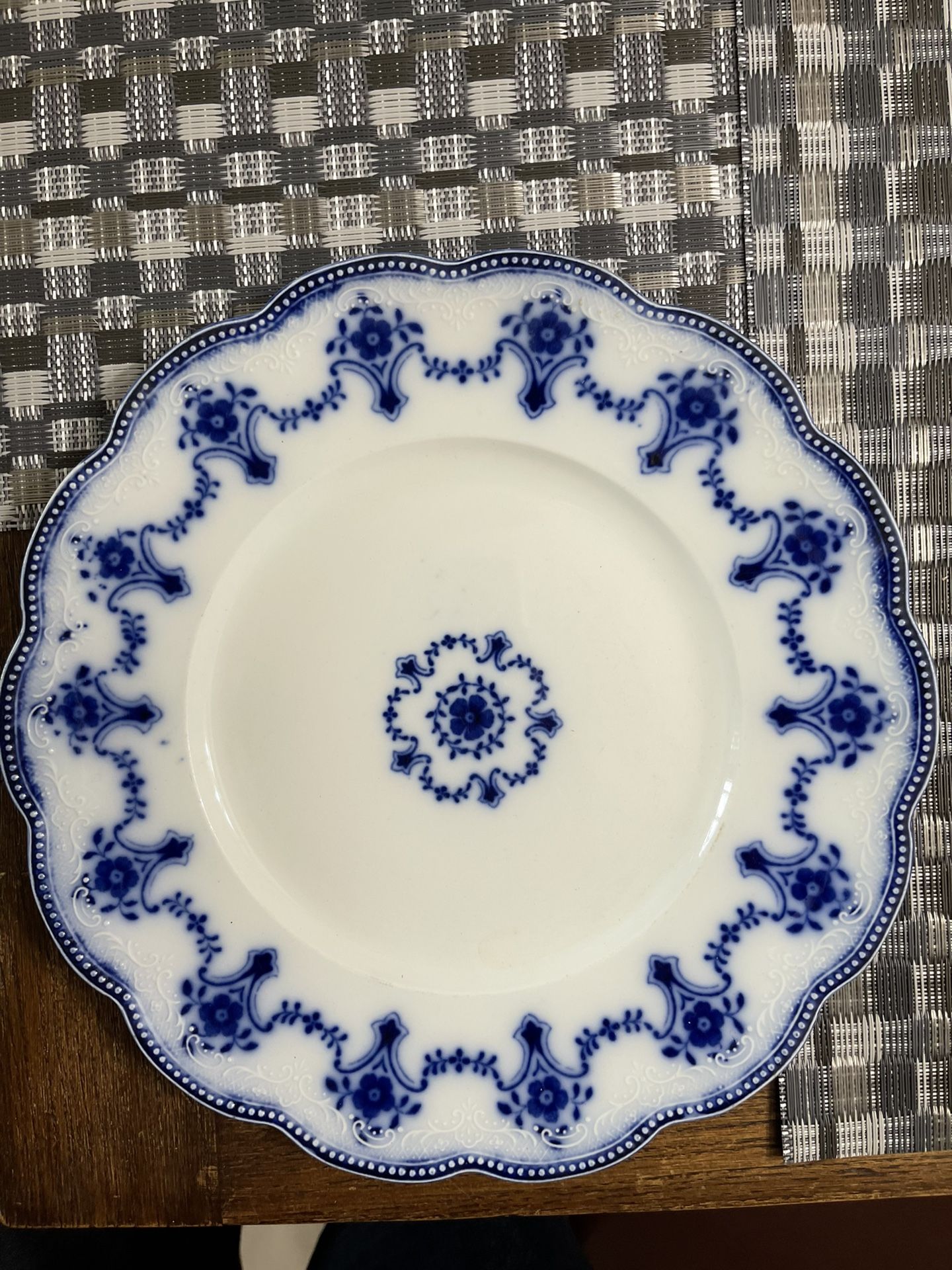 Antique Flow Blue Grindley Plate 10 Inch