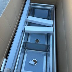 Koolmore 60 in. Three Compartment Commercial Sink Bowl Size 18x18x14 Stainless-Steel 18 Gauge