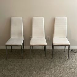 3 White Dining Chairs