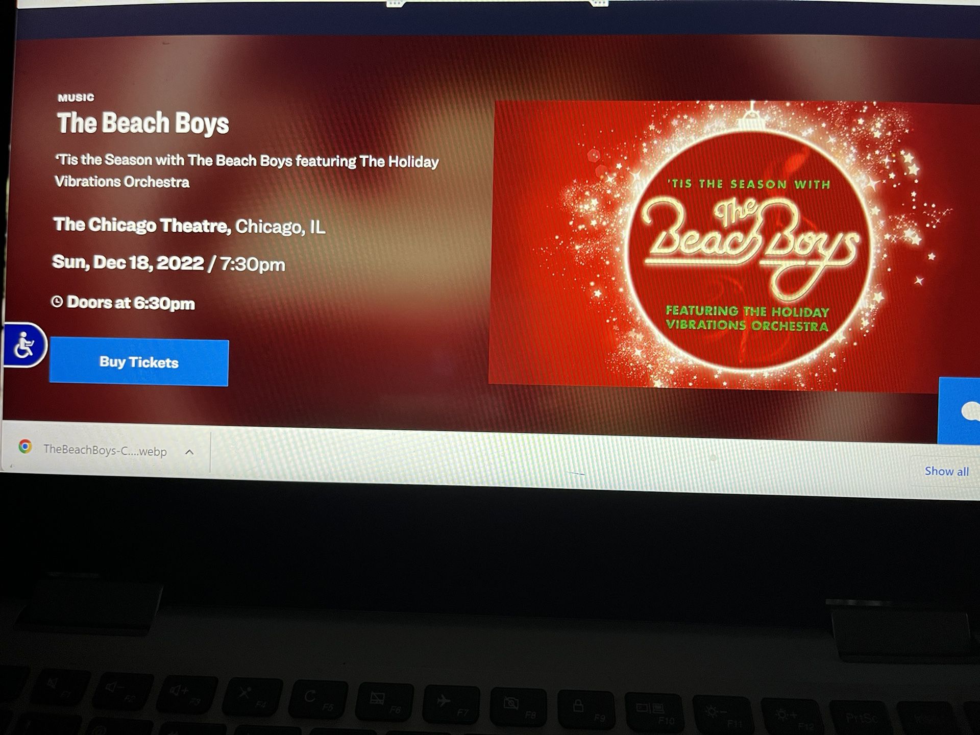 The Beach Boys ‘Tis The Season Tickets Main Floor Great Christmas Gift! 