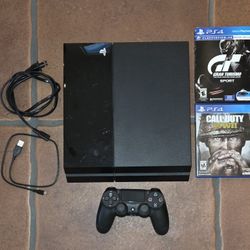 Used Sony PS4 Model CUH-1001A + Controller + 2 Games