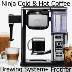 Ninja Hot and Cold Brewed System Auto-iQ Tea and Coffee Maker with 6 Brew Sizes 5 Brew Styles Frother Coffee Tea Baskets with Glass Carafe