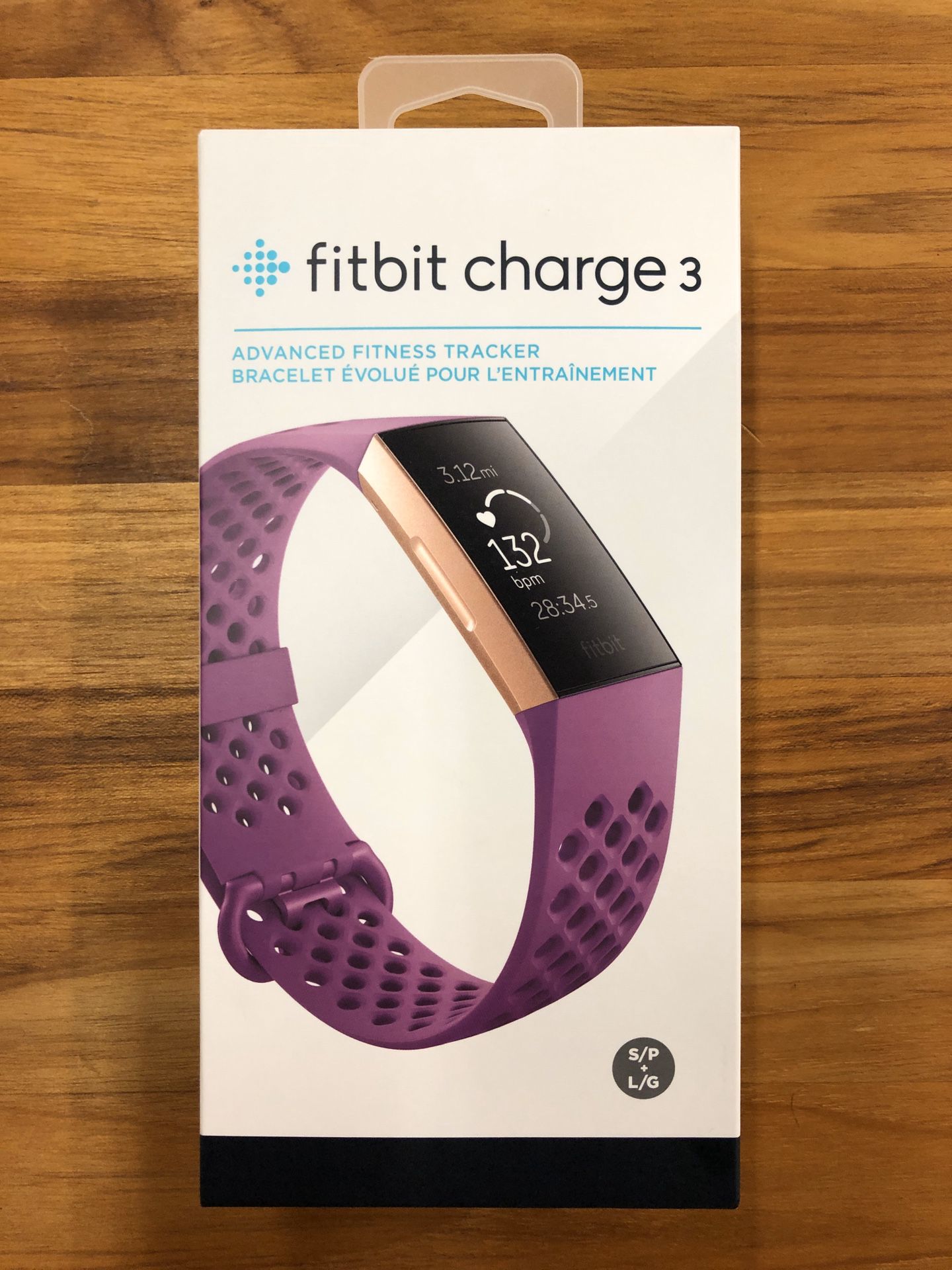 Fitbit Charge 3 Fitness Activity Tracker, Rose Gold/Berry, One Size (S&L Band Included)