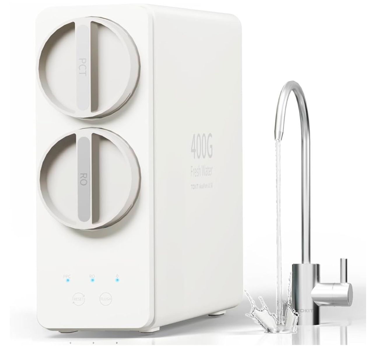 TOKIT Reverse Osmosis System, AkuaPure U1 SE Tankless Reverse Osmosis Water Filter, NSF/ANSI 58, Under Sink Water Filter RO System with Faucet, 400 GP