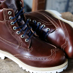 TIMBERLAND MEN'S BOOT BROGUE BROWN WINGTIP 6" QUARTZ CHESTNUT SIZE