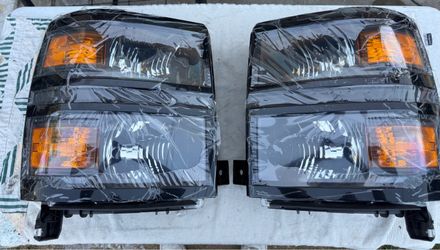 14-15 Chevy Silverado Black Amber Reflector Headlights