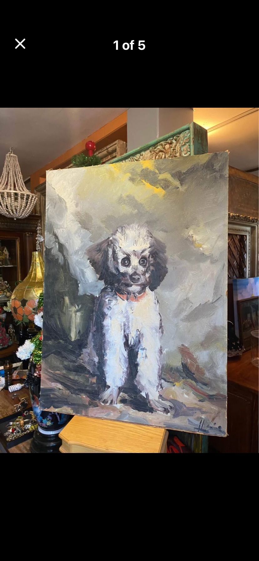 Vintage Oil On Board Doggy Signed By The Artist