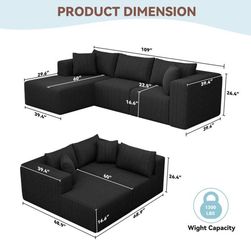 Black Modular Cloud Sectional