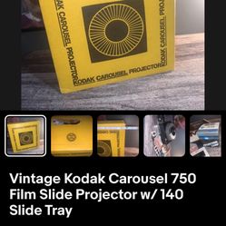 Vintage Kodak Carousel 750 Film Slide Projector w/ 140 Slide Tray