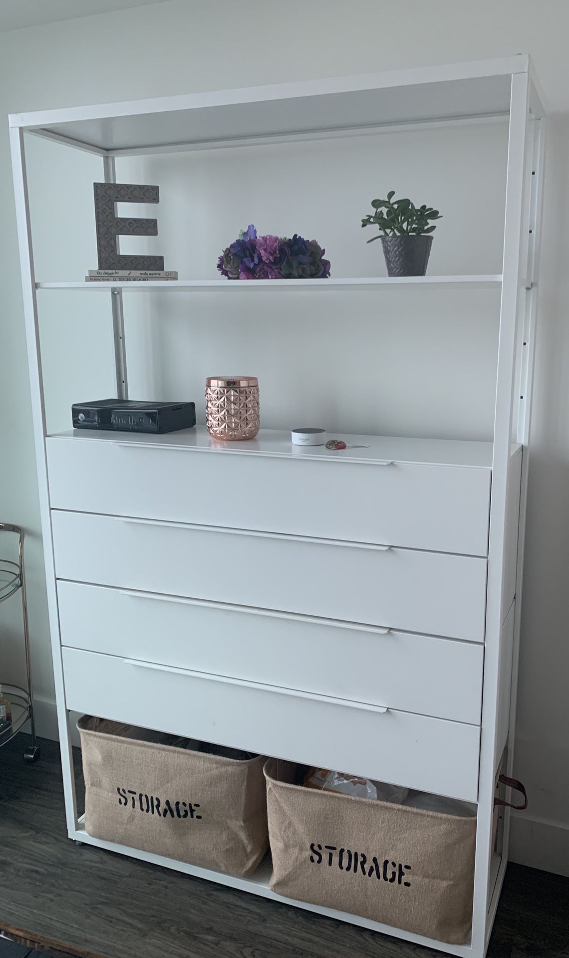 FJÄLKINGE Shelf unit with drawers, white, 461/2x133/4x76 - IKEA