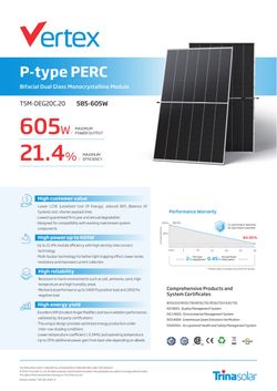Trina Solar Panel Vertex P-type PERC Bifacial 585W Solar Panel