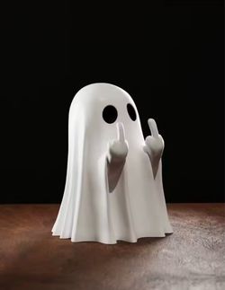 Ghost Figurine with Middle Finger Design
