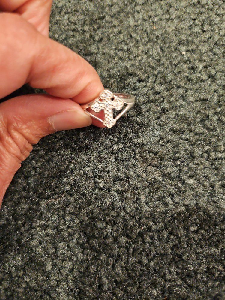 Vintage Cross Ring Sz 9 Adjustible Diamond Accent