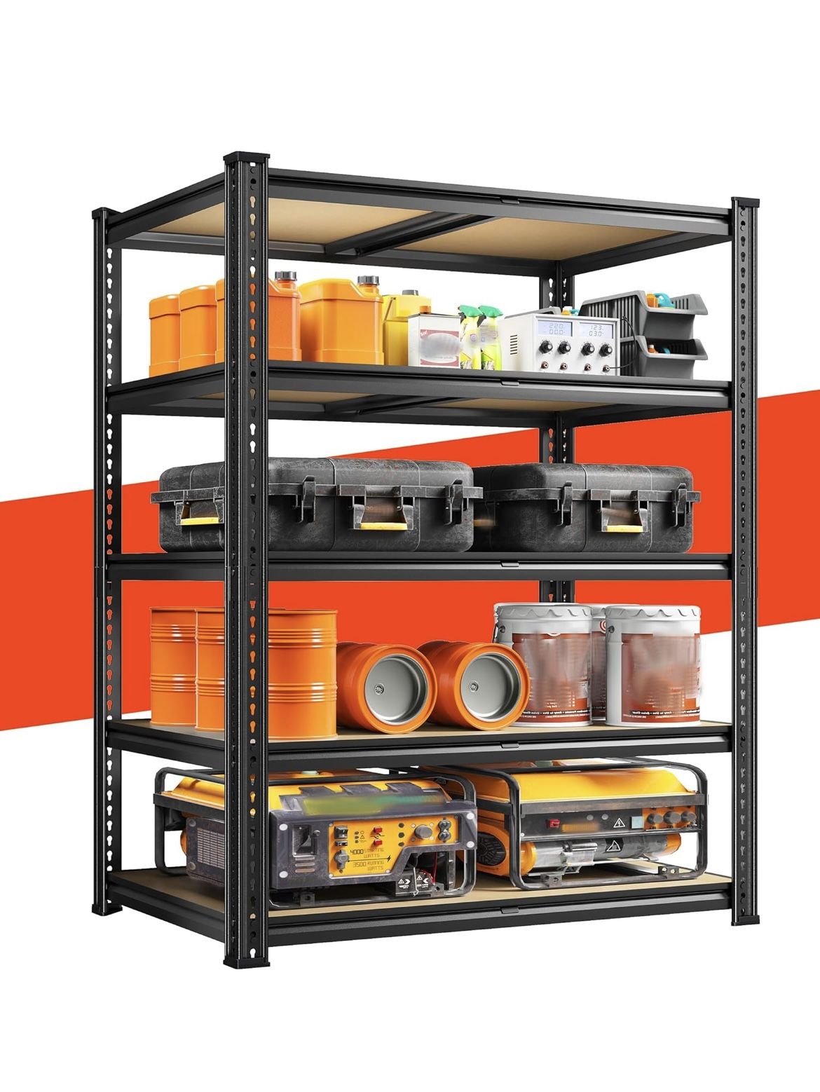 5 Tier Garage Shelves Adjustable Metal Shelf for Kitchen Basement Pantry 35.45" W x 17.72" D x 72.05" H