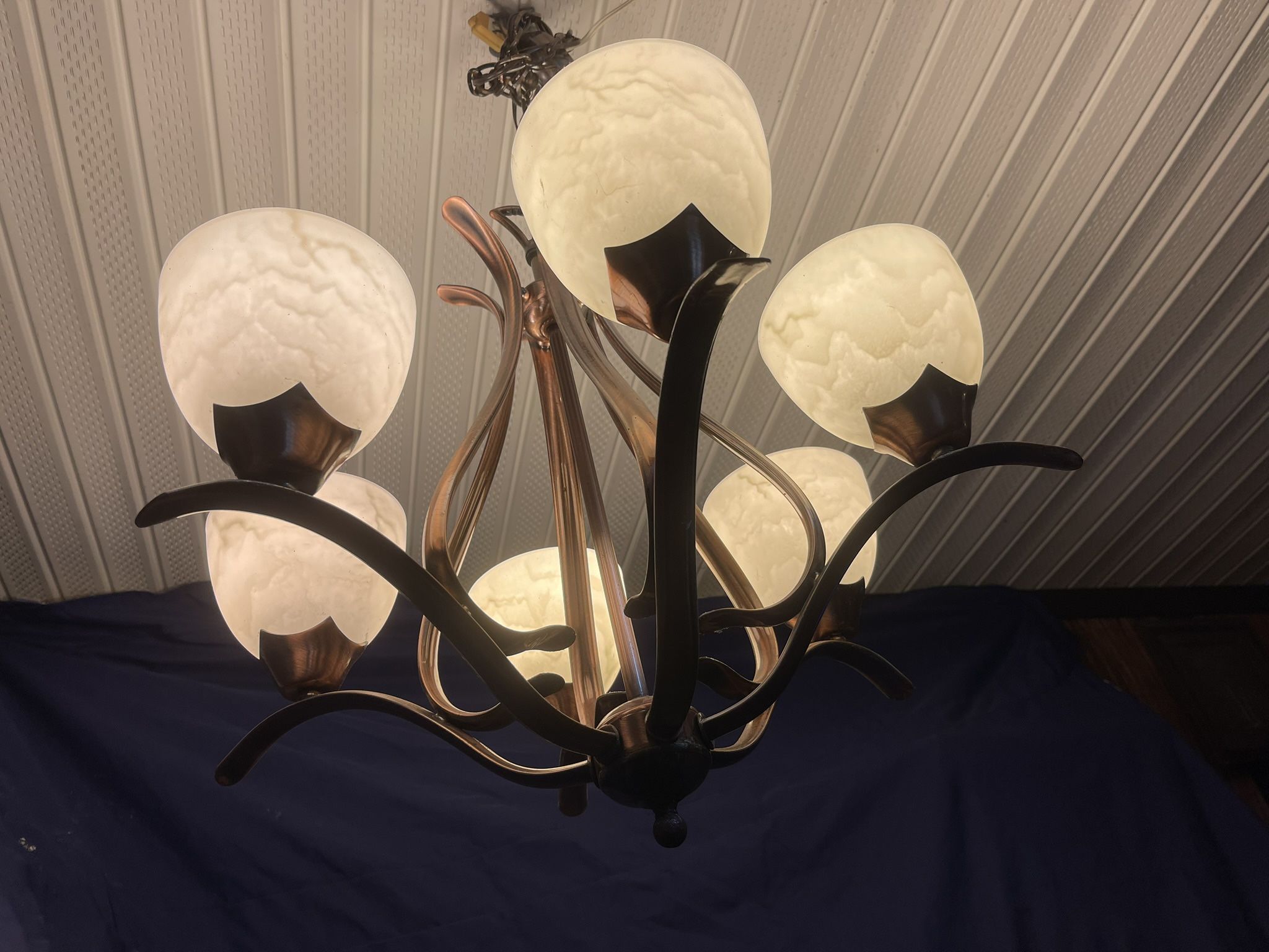 Brass $ Glass Chandelier (Matching pendent lights available)