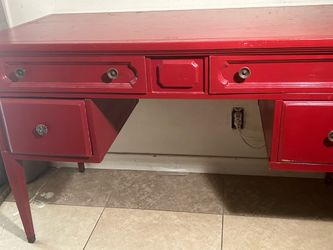Red wood desk