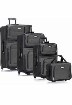 Travel Select Amsterdam Softside Expandable Luggage with Rolling Wheels, Gray, 4-Piece Set (15/21/25/29)
