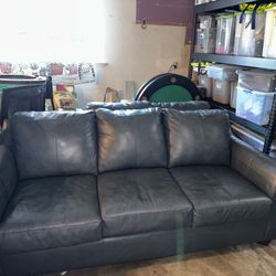 Leather Teal Couch and Love Seat 