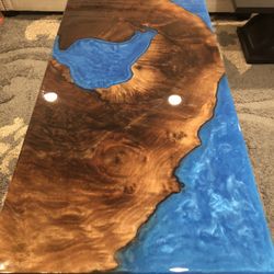 Blue Epoxy Black Walmut Table 