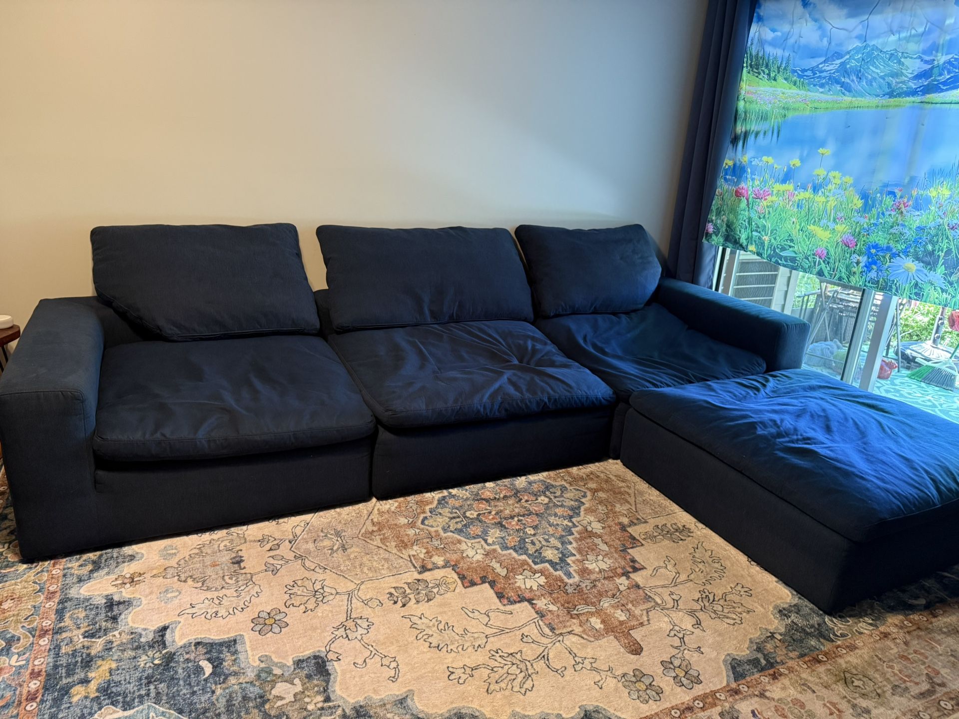 Bobs Furniture Navy Blue 131” Dream Sofa Now Reduced: Now Only $100 For $1,600 VALUE!  Sofa Must Go!