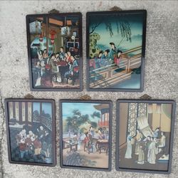 Antique Chinese Reverse Glass Paintings (5) *1250.00* 23" x 17" Each