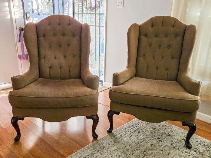 Tufted Wingback Upholstered Accent Chairs Set of 2