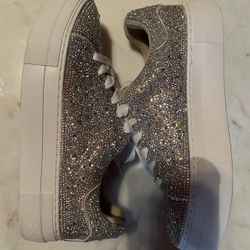 Betsy Johnson Rhinestone Platinum Sneakers 