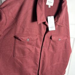Goodfellow &Co Men’s Fleece Knit 4XL Button Down Shirt Jacket Burgandy 
