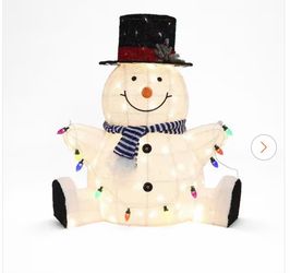 33 in. Jolly Snowman with Black Tophat Outdoor Christmas Decoration with Lights