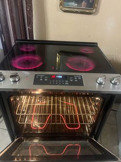 SAMSUNG STAINLESS STEEL SLIDE INN GLASS TOP STOVE