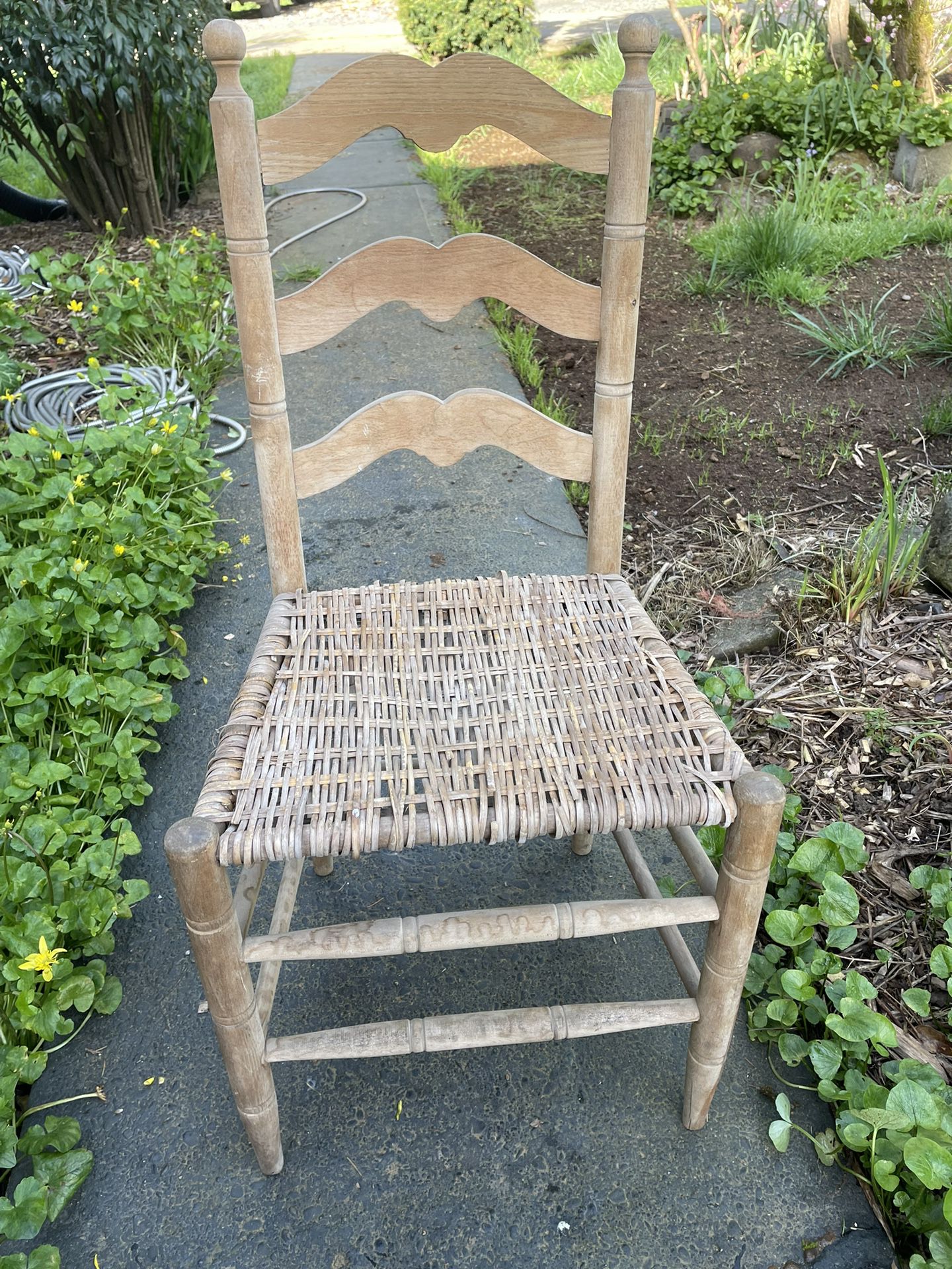 Antique Caned Solid Wood Chair 
