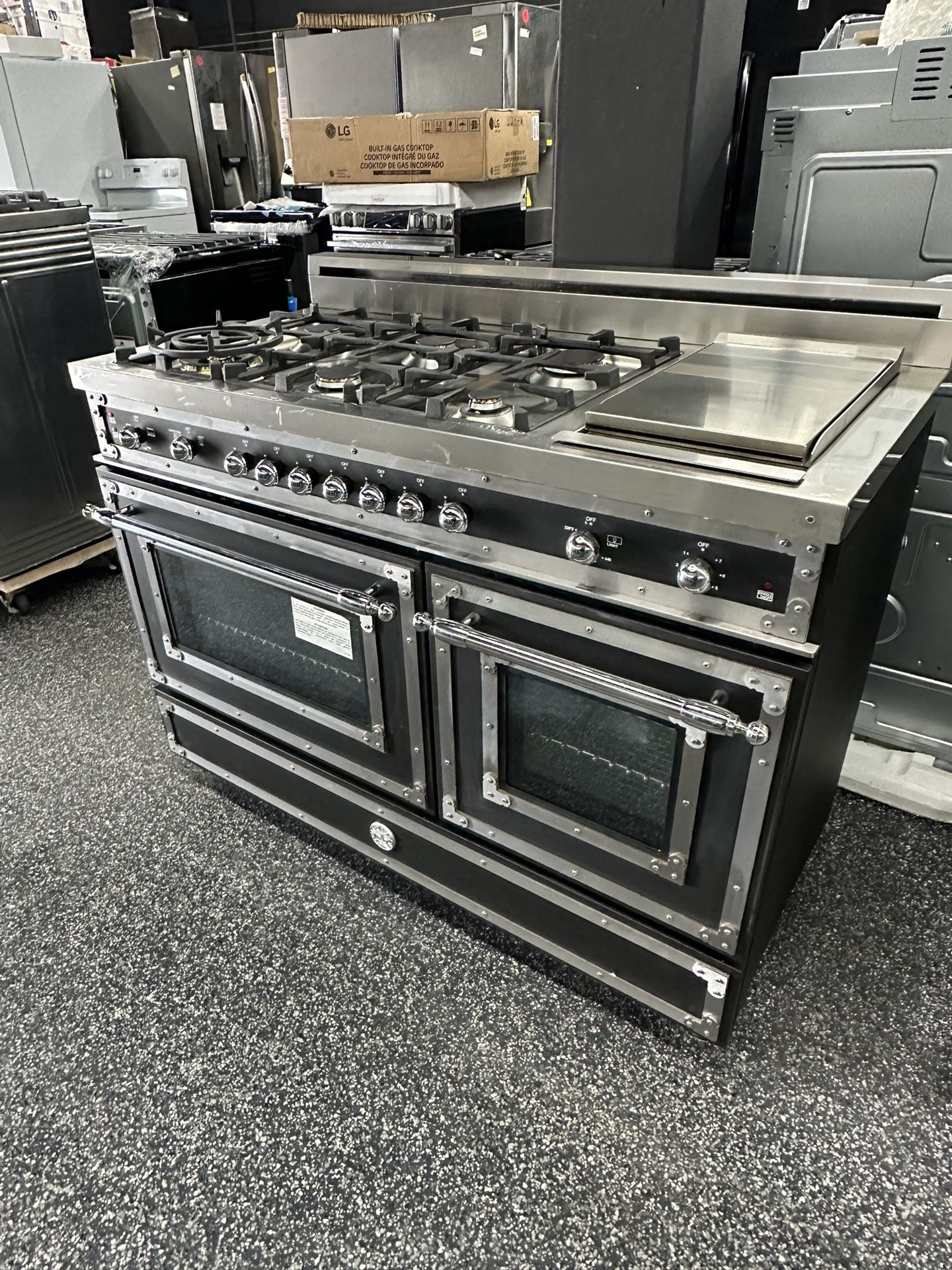 Bertazzoni Heritage Series 48” Wide Double Oven Freestanding Gas Range - Like New 