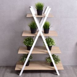 NEW White Wooden Storage Shelf for Backyard garden plant stand office bookshelf bedroom organizer