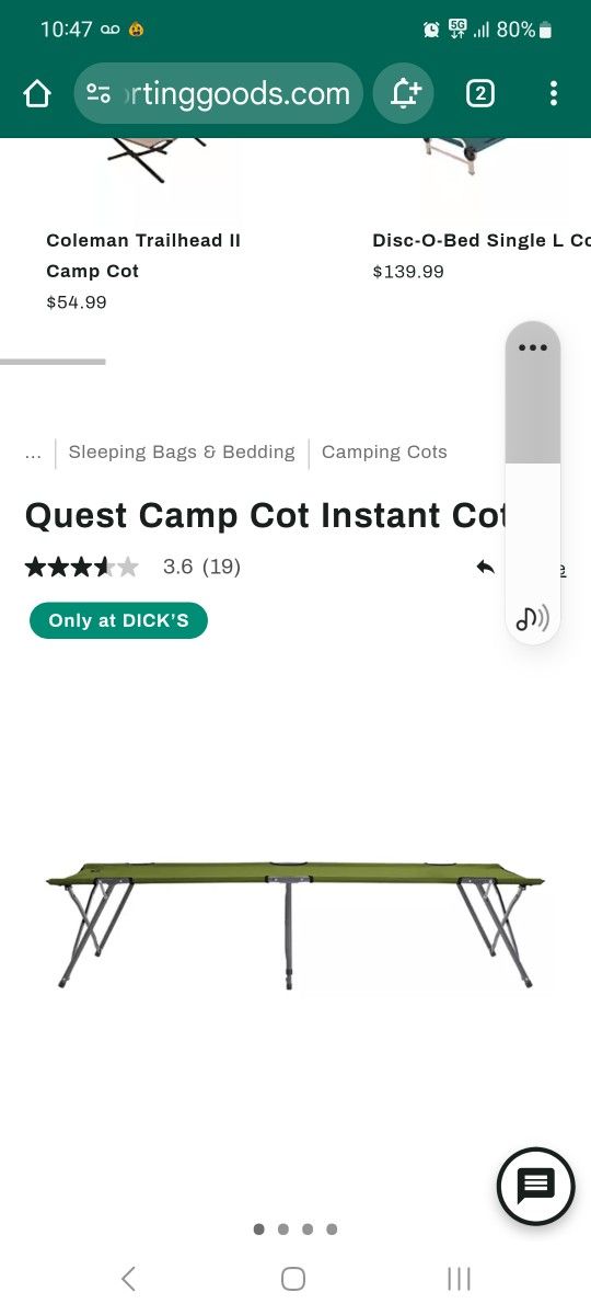 Quest Folding Cot. Camping