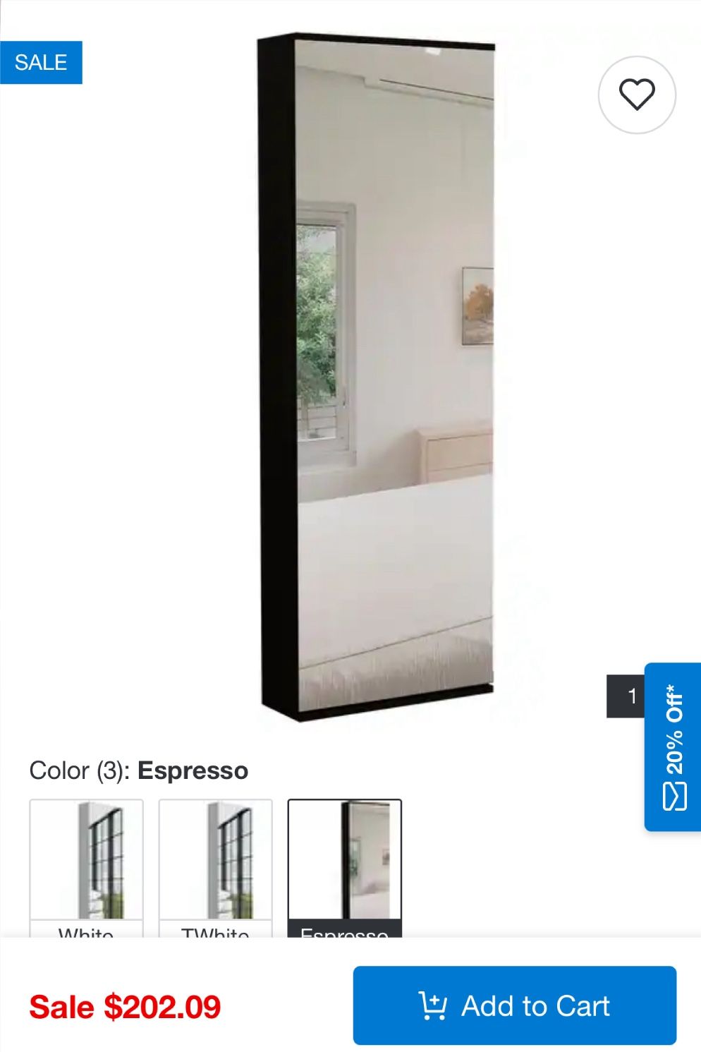 Leto Wall Mounted Shoe Cabinet With Mirror - N/A - Espresso