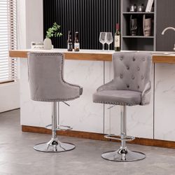 Velvet Bar Stool Chairs (Set of 2pc)