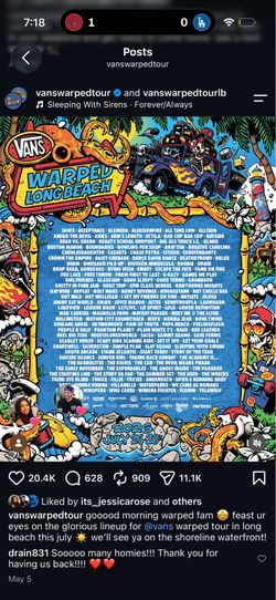 Warped tour pass Long Beach