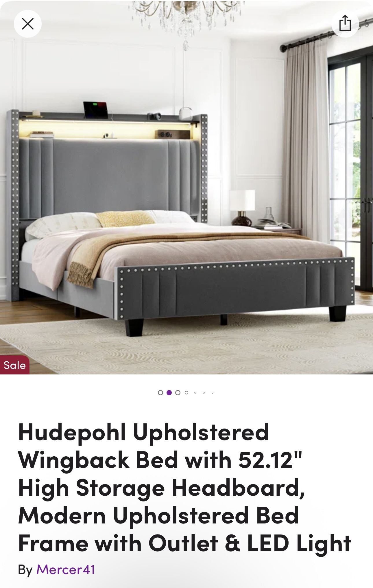King LED BED W OUTLET
