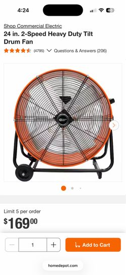 Commercial Electric 24 inch Heavy Duty outdoor tilt fan