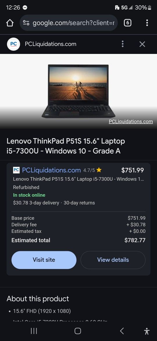 lenovo p51s i5 7300u