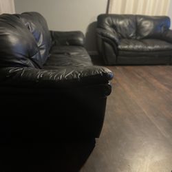 Black  Leather Couch Set