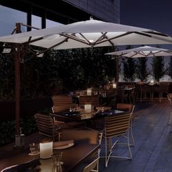 Brand New TUUCI Ocean Master Max 20’ Cantilever Umbrella – Ambia LED – NO BASE