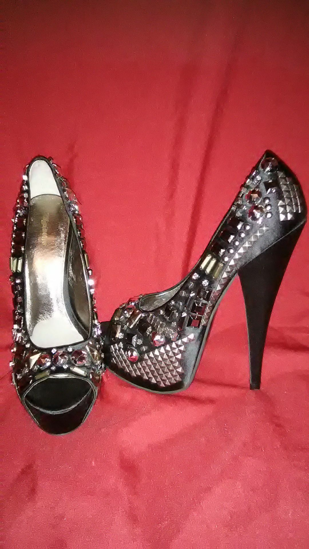 Size 9 stiletto high heel peep-toe shoe pump
