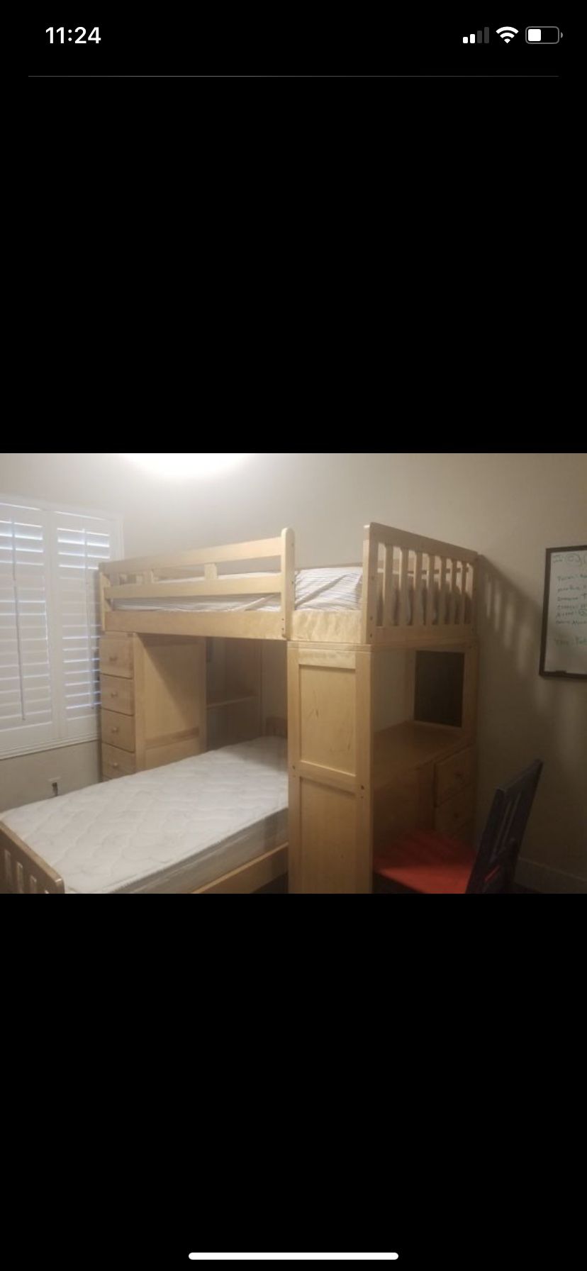 Twin loft bunk bed with desk