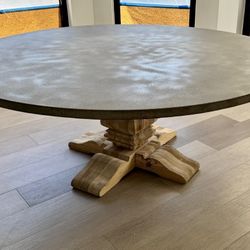 Salvaged Wood And Concrete Trestle 72 “ Round Dining Table
