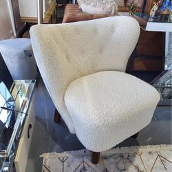 NEW ARMCHAIR OFF WHITE BUCKLE FABRIC