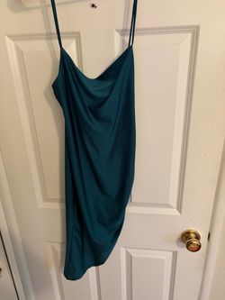 Teal Satin Slip Mini Dress